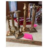 5 brass candlesticks