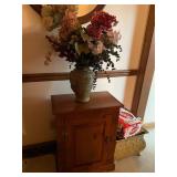 Pine one door cabinet with flowers