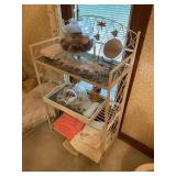 Metal shelf mosaic tile and contents