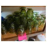 Green glass cups
