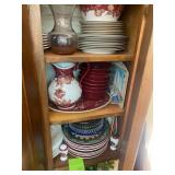 Red/white waverly china and other