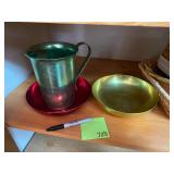 Vintage aluminum pitcher and bowls