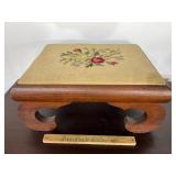 Antique empire footstool needlepoint top