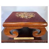 Antique empire footstool (red) needlepoint top