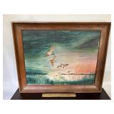 Vintage duck painting on canvas