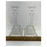 Antique clear glass candlesticks