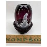 Amethyst Fenton fairy lamp hand painted