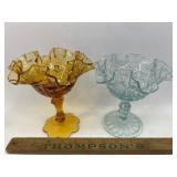 2 fluted Fenton compotes