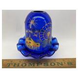 Fenton blue fairy lamp hand painted carousel