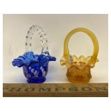 2 mini Fenton glass baskets
