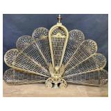 Peacock brass fireplace screen