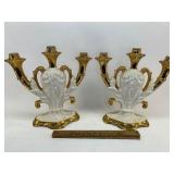2 vintage ceramic candelabras