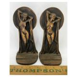 Antique Cast Bronze Art Deco Nouveau Lady Book End