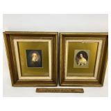 2 vintage pictures in shadow box frames