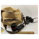 Vintage camera and bag