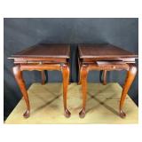 2 mahogany end tables with pull out surfaces
