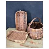 3 vintage baskets