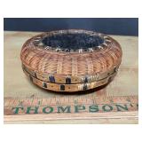 Vintage woven lidded basket