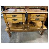 Oak end tables and coffee table