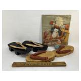 Antique Asian shoes and other