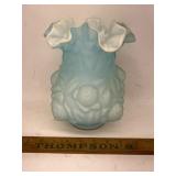 Vintage frosted blue glass