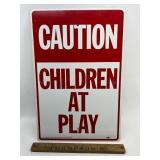 Caution children at play metal sign