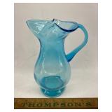 Blue blown glass pitcher