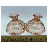 Pink glass candle holders
