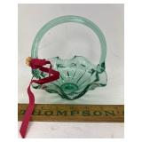 Green Fenton glass basket