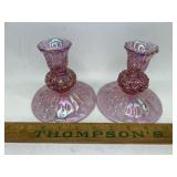 Pink Fenton candle holders
