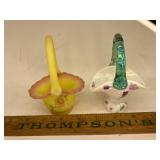 2 mini Fenton glass baskets
