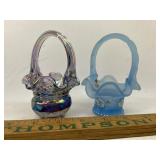 2 mini Fenton glass baskets