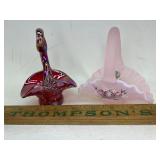 2 Fenton mini glass baskets
