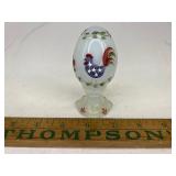 Fenton glass hand painted egg with rooster