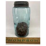 Antique blue mason jar