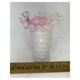 White/pink glass vase