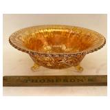 Carnival glass footed bowl