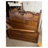 Antique oak full bed with rails