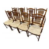 Set of 8 rush bottom chairs by colony