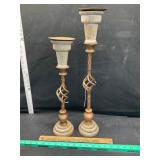 Metal and wood candle stands