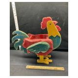 Wooden rooster planter