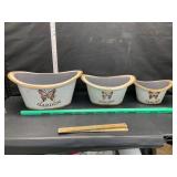 3 metal flower pots