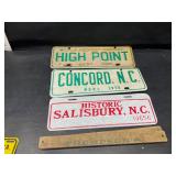 High Point ,Concord ,and Salisbury tags