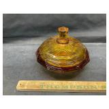 Heavy amber glass dish