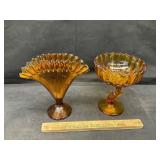 2 amber glass pcs