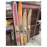 4 vintage water skis