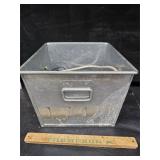 Square metal bucket and contents