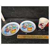 Vintage Mickey plates and cup