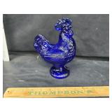 Cobalt blue hen on a nest