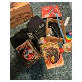 Bag phones and vintage toys upstairs